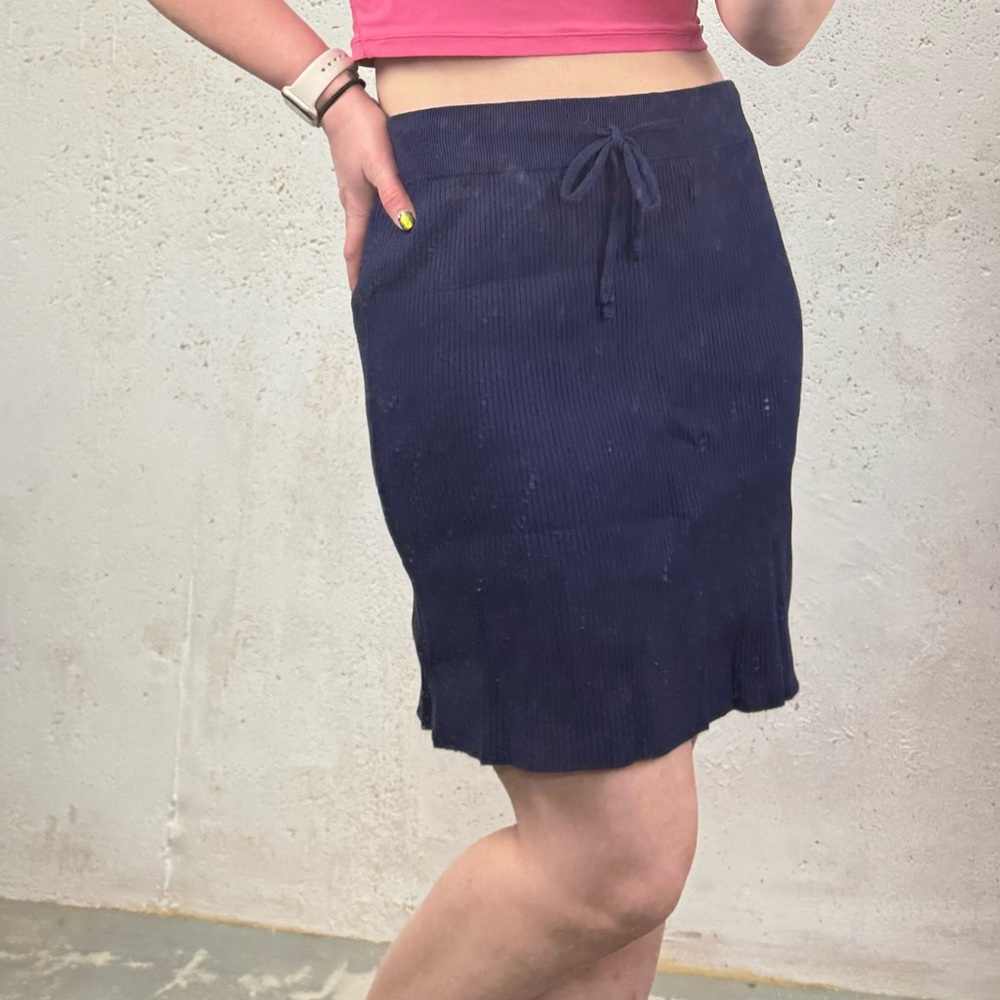 REVOLVE Stitches & Stripes Ribbed Knit Blue Sweater Skirt Large NEW With Tags